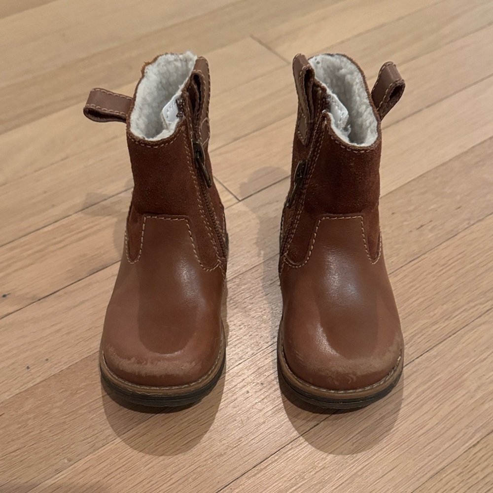 Stylish brown suede and leather toddler Boots